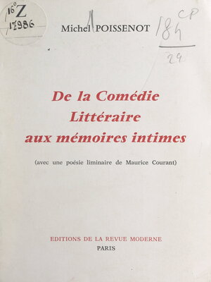cover image of De la comédie littéraire aux mémoires intimes